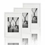 VUVUZULA Bilderrahmen A4 Weiss 21x30cm 3er Set Fotorahmen Rahmen DIN A4 mit Passepartout Urkunden