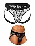 comeondear Herren String Tanga Große Größen mit Elastische Bund Unterhosen Slips Unterwäsche für Mann Schwarz,L