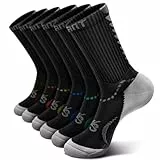 KEMISANT Socken Herren 6 Paare, Laufsocken Sportsocken Kompression Wicking fur Herren Wandern Angeln Gepolsterte Sohle Fußgewölbe Unterstützung(6Paare,43-46)