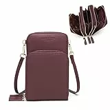 myfriday Kleine Umhängetasche Damen Kunstleder Crossbody Schultertasche Handtasche Geldbörse Handytasche 3 Reißverschlüssen Brieftasche mit Kartenfächern für Handys bis zu 7 Zoll
