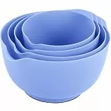 BoxedHome 4-teiliges Rührschüssel Set aus BPA-freiem Kunststoff, Veilchen - mit Ausgießer, rutschfestem Boden und Griff, stapelbar, spülmaschinen- und mikrowellengeeignet, ideal für Backen und Kochen