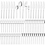 Gyxova 60 Teiliges Edelstahl Besteckset Set 12 Personen Basics Essbesteck-Set mit Messer Gabel Löffel Edelstahl Poliert Besteck Set für Haus Party Restaurant Hochglanzpoliert & Spülmaschinenfest