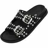 Palado Sandalen Damen Kannur by Sila Sahin - elegante Pantoletten - bequeme Hausschuhe - modische Sommerschuhe Schwarz UK6 - EU39