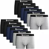 Fullluwaa Boxershorts Herren 12er Pack - Business Men Retroshorts Männer Trunks Baumwolle Unterwäsche Weiche und Ideale Passform (Ohne Kratzenden Zettel)