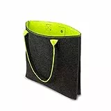 Shopping-Bag aus Filz, große verschließbare Einkaufs-Tasche mit Henkel, Einkaufskorb, faltbare Kaminholztasche zur Aufbewahrung von Holz, vielseitige Tragetasche grau/neongelb