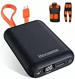 Hecusma Powerbank für Heizweste 7,4V/5V 20.000mAh, Kompatibel mit TODWARM, XINSONYUELL und vapesoon, Powerbank Beheizbare Weste mit integriertem USB-C Kabel(Nicht für 12V DC Heizjacken geeignet)