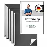 STRATAG Klemmschienen-Bewerbungsset Start Basic (Schwarz, 3 Stück) mit transparentem Deckel aus PP Kunststoff sowie Binderücken aus robustem 290 g/m² Karton Lederstruktur (3 Bewerbungsmappen Schwarz)