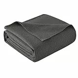 WOLTU Tagesdecke 170x210 cm 100% Baumwolle, leichte Wohndecke in Waffeloptik, weiche Überwurfdecke Bett, Sofa Überwurf Wohnzimmer Schlafzimmer, Dunkelgrau