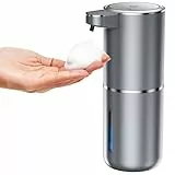 Fantictas Automatischer Schaumseifenspender, berührungsfreier Wandmontierter Handspender, 3-stufig einstellbar, elektrischer Seifenspender mit Infrarot-Bewegungssensor für Badezimmer, Küche,silbern