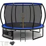 Devoko Trampolin Outdoor Ø 228/305/366/427 cm,GS-Zertifikat, Kindertrampolin Gartentrampolin mit Sicherheitsnetz, Rundes Riesentrampolin mit Leiter und Schuhbeutel