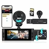 Inefala WiFi DashCam mit 64GB SD Karte, Dashcam Auto Vorne Innen Kabellos G-Sensor, Autokamera FHD 1080P mit integriertem WLAN/App, Loop-Aufnahme, Bewegungserkennung, Belichtungsanpassung