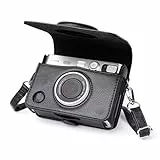 MUZIRI KINOKOO Tasche für Fuji Instax Mini EVO Instant Camera - PU Leder Lychee Linien Fuji Mini EVO Tasche mit Verstellbarem Schultergurt in Schwarz