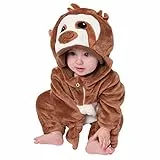 corimori (Baby Onesie Henry das Faultier Süßes Tier Plüsch-Kostüm Strampler Dunkel-Braun Beige (70-90 cm)