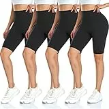 ACTINPUT Radlerhose Damen Kurz Hose,4er Pack Hohe Taille Kurze Leggins Boxershorts Hotpants Chub Rub Unterhose Radlershorts Laufshorts Damenshorts for Yoga Gym Outfit Running Workout(Schwarz,L-XL)