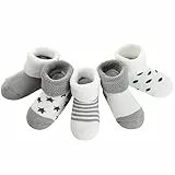 Domee Baby Socken Winter Frottee Warm Dicke Thermosocken Baumwolle 5er-Pack Weiß & Grau 0-6 Monate (Hersteller S)
