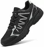 Kricely Turnschuhe Herren Schuhe Traillaufschuhe Laufschuhe Wanderschuhe Sportschuhe Sneaker Tennis Fitness Jogging Walkingschuhe Leichtgewichts Atmungsaktiv Straßenlaufschuhe (Schwarz 44)
