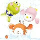 VBACALA Badespielzeug 3 Stück für Kinder,Aufzieh-Badewannenspielzeug Frosch,Krabbe & Pinguin Badespielzeuge Wasserspielzeug Kinder Geschenk für Jungen & Mädchen Badespielzeug ab 3 Jahre