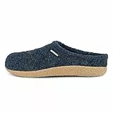 GIESSWEIN Hausschuh Veitsch - In-/Outdoor Filzpantoffeln für Männer & Frauen, Leder Fußbetteinlagen, Warmer Unisex Hausschuh, Robuste Pantoletten, rutschfeste Woll-Hausschuhe,Ocean Blau,42 EU