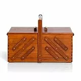 Prym 612551 Nähkasten aus dunklem Holz, L – Hochwertige Holzbox mit Ziehharmonika-System, ideal zur Aufbewahrung von Nähzubehör, Garnrollen, Nadeln & Zubehör