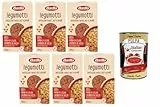 Barilla Legumotti Linsen Kichererbsen Erbsen 6x300g – 100% Hülsenfruchtkörnchen, proteinreich, ballaststoffreich, glutenfrei, schnelle Beilage & Salatbasis + Italian Gourmet polpa