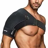Suptrust Schulterbandage für Damen & Herren – Verstellbare Schulterstütze aus atmungsaktivem Neopren, Stabilität & Komfort bei Sport und Alltag - Black Small/Medium