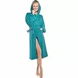aqua-textil XS-XXXL Bademantel Kapuze Uni lang aufgesetzte Taschen Damen Herren Unisex warm Frottee Baumwolle OEKO-TEX Föhr