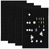 Cabilock 4 StüCk SchmuckkäStchen Schaumstoffeinlagen, Schaumstoff Pads Für Schmuck, 100 SteckpläTze FüR Ringe, Ohrringe, Broschen, Schmuckaufbewahrung, Schwarz, 11 X 7 X 0.5 Zoll