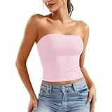 Bandeau Top Damen Tube Crop Top Sexy Trägerloses Tops Schulterfreies Y2k Ohne Träger Enge Tops Basic