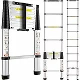VEVOR 3,2m Teleskopleiter Rutschfester Klappleiter 48x9,5x76,5cm Stehleiter EIN-Knopf-Rückzug Mehrzweckleiter Aluminiumlegierung 170kg Belastbarkeit Ideal für Hausreparaturen Dekoration Wandanstrich