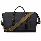 S-Zone Reisetasche 52-55L Vintage Canvas Crazy Horse Leder Trim Unisex Handgepäck Weekender Tasche Sporttasche für Reise Wochenende Urlaub