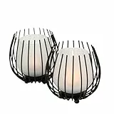 Boltze Windlicht Laval (2-tlg., schwarz, Glas, Eisen, 12 cm Höhe, modernes Design, Garten Deko, Tisch Deko, Windlicht, Teelicht Glas) 1018022