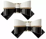 LOVE SHOES Schuhclips Schleifen Schnalle 2 Stück Schwarz Weiß I abnehmbare Brosche Schuhschmuck elegant I Shoe Charms Smartclip
