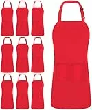 Utopia Kitchen Latzschürze, verstellbar, mit 2 Taschen, wasser- und ölbeständig, Kochschürze für Damen und Herren, 10 Stück, Rot/Ausflug, einfarbig (Getaway Solids), 10 Pack