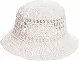 DIVINA Italian Design Bucket-Hut aus Stroh, perforiert, faltbar, Einheitsgröße, erhältlich in Schwarz, Weiß, Braun, Beige - CAPD 121, weiß, One size