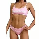 IDOPIP Sexy Dessous-Set für Damen, mit BH und Höschen, Anime-Cosplay-Unterwäsche, Nachtwäsche, 2-teiliger Bikini-Badeanzug, Pink, S