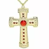 W WIDMANN MILANO Party Fashion 95723 - Halskette mit Kreuz und Edelsteinen, Schmuck, Halsband, Priester, Bischöfe, Geistlicher, Karneval, Mottoparty