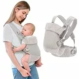 IULONEE Babytrage für Neugeborene Ergonomic Baby Carrier Tragbar Babytrage Vorne nach hinten tragen Babyhalter Trage für Babys Kleinkinder Grau