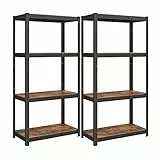 SONGMICS Standregal, 2er Set, Bücherregal, Lagerregal, 4 Ablagen, verstellbar, 40 x 80 x 160 cm, jeweils bis 520 kg belastbar, für Küche, Wohnzimmer, vintagebraun-schwarz GLR044B12