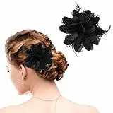 Sibba Blumenhüte Clip Teeparty Anstecknadel Haarspange Schwarze Blumenfeder Haarspangen Haarnadel Schmetterlingszubehör Kleider Stirnband-Set Damen Mädchen Reise Hochzeit Abschlussball Valentinstag