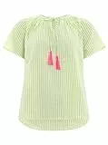 Zwillingsherz Baumwoll Bluse für Damen Frauen Mädchen - Hochwertiges Kurzarm Oberteil Top Shirt Hemd - Kordel mit Tasseln Streifen - Frühling Sommer