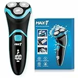 MAX-T Rasierer Herren Elektrisch, Elektrische rasierer mit Reiseetui, Herren Elektrorasierer Nass und Trockenrasierer mit Pop-Up-Trimmer, 3D Rasierapparat Herren IPX7 wasserdichter Rotationsrasierer