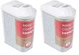 keeeper Schüttdose für Trockenvorräte, Stufenlos verstellbarer Dosierdeckel, Kunststoff, 1,5 l, 11,5 x 7 x 21 cm, Paola, Weiß (Packung mit 2)