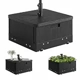 Outsunny Sonnenschirmständer bis 80 kg Sand befüllbar 3-in-1 Sonnenschirmfuß, Beistelltisch mit Griff, Rollen, Hochbeet, für Ø38/48 mm Schirmstangen Ständer für Garten, Balkon, Schwarz