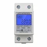 LCD Digitale Stromzähler Wechselstromzähler Hutschiene KWh Zähler 5(80) A 1-phasiger 2-poliger 2P-DIN-Schienen-Stromzähler