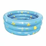 Aufblasbares Schwimmbecken 90cm Kinder Aufblasbares Planschbecken Baby Aufstellpool Aufblasbarem Rund Schwimmbecken Aufblasbare Badewanne Dusche für Outdoor Home Balkon Sommerwasserparty (Blau)