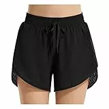 baleaf Badeshorts Damen UPF50+ Badehose Schnell Trocknende Boardshorts UV Schutz Bikini Shorts mit Tasche Schwimmhose mit Mesh Schwarz 2XL