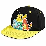 Pokemon Baseball Cap Snapback Kinder Jungen Bucket Hat Mützen Fischerhut Mädchen Fischermütze Anglerhut Sonnenhut Pikachu Offizielles Merchandise (Schwarz/Gelb), Einheitsgröße