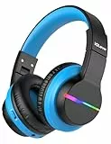 iClever Bluetooth Kinder Kopfhörer, Farbige LED-Leuchten, Kinderkopfhörer Over-Ear mit 74/85dBA Lautstärkebegrenzung, 85 Stunden Spielzeit, Bluetooth 5.2, Eingebautes Mikrofon