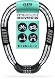AARON Reflect Fahrradschloss mit 5-stelligem Zahlencode, 110cm Kettenschloss aus Stahl und hoher Sicherheitsstufe, Schloss für E-Bike, Mountainbike, Trekkingrad, Tourenrad, Rennrad in schwarz