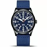 LN LENQIN Herren-Armbanduhr, Militäruhr, analog, Quarzuhr, wasserdicht, mit Datum, Nylonband, Armee, taktische Sportuhr, 06 - Blau, Schwarz, Blau, Armband